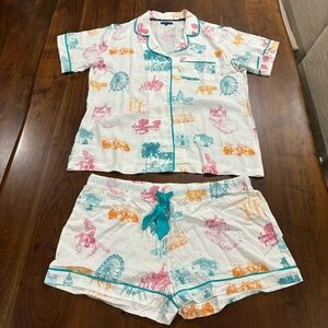 Katie Kime San Antonio Texas Toile Print Matching Short Pajama Set Sz XL Novelty